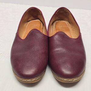 Charix Artisan Burgundy Bordeaux Leather Slip On Flats Shoes Women's EU 38 US 8